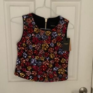 Le Superbe Vibrant Sequin Crop Top size 2 NWT